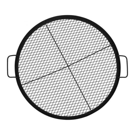 Outdoor Portable Fire Pit Cooking Grill Grate, X-Marks Fire Pit Grill Cooking Grate, Outdoor Campfire BBQ Grill, Heavy Duty Steel Campfire BBQ Grill Grid,Camping Cookware with Handle