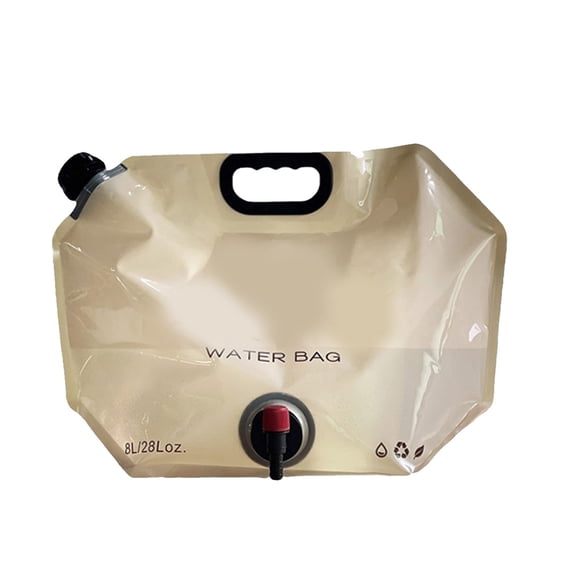 Outdoor Portable Foldable Water Bag, 8L Large Capacity Emergency Water Storage Bladder with Tap, Durable Collapsible Carrier for Camping and HikingKhaki