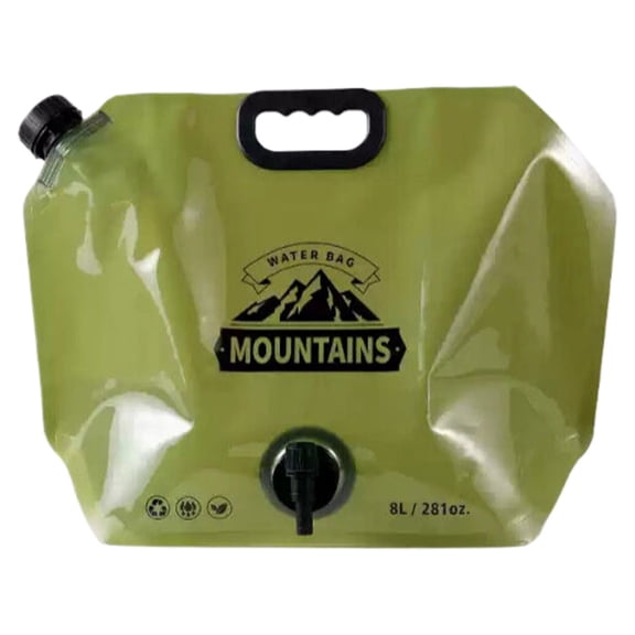 Outdoor Portable Folding Water Bag, 8L Foldable Water Storage Bag with Adjustable Tap, Large Capacity Camping Water Container Bag (Green)