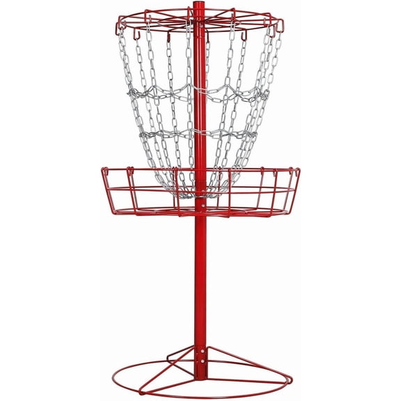 Outdoor Portable Frisbee Golf Basket, Foldable Practice Target Frame with Double Steel Chains and Sturdy Base, Suitable for Backyard, Lawn, and Park