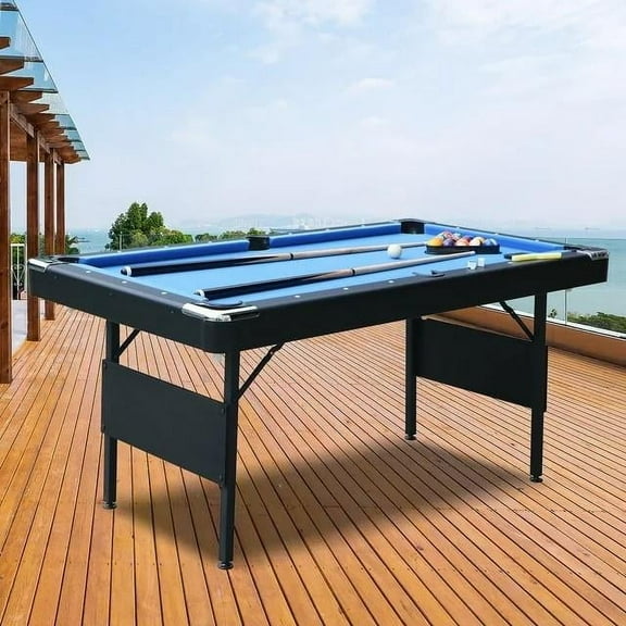 Outdoor Portable Pool Table for Adults Kids Family, Segmart Folding Billiards Table with Cues, Ball, Rack, Chalk, Foldable Pool Table for Recreation Game Rooms, Space-Saving Entertainment