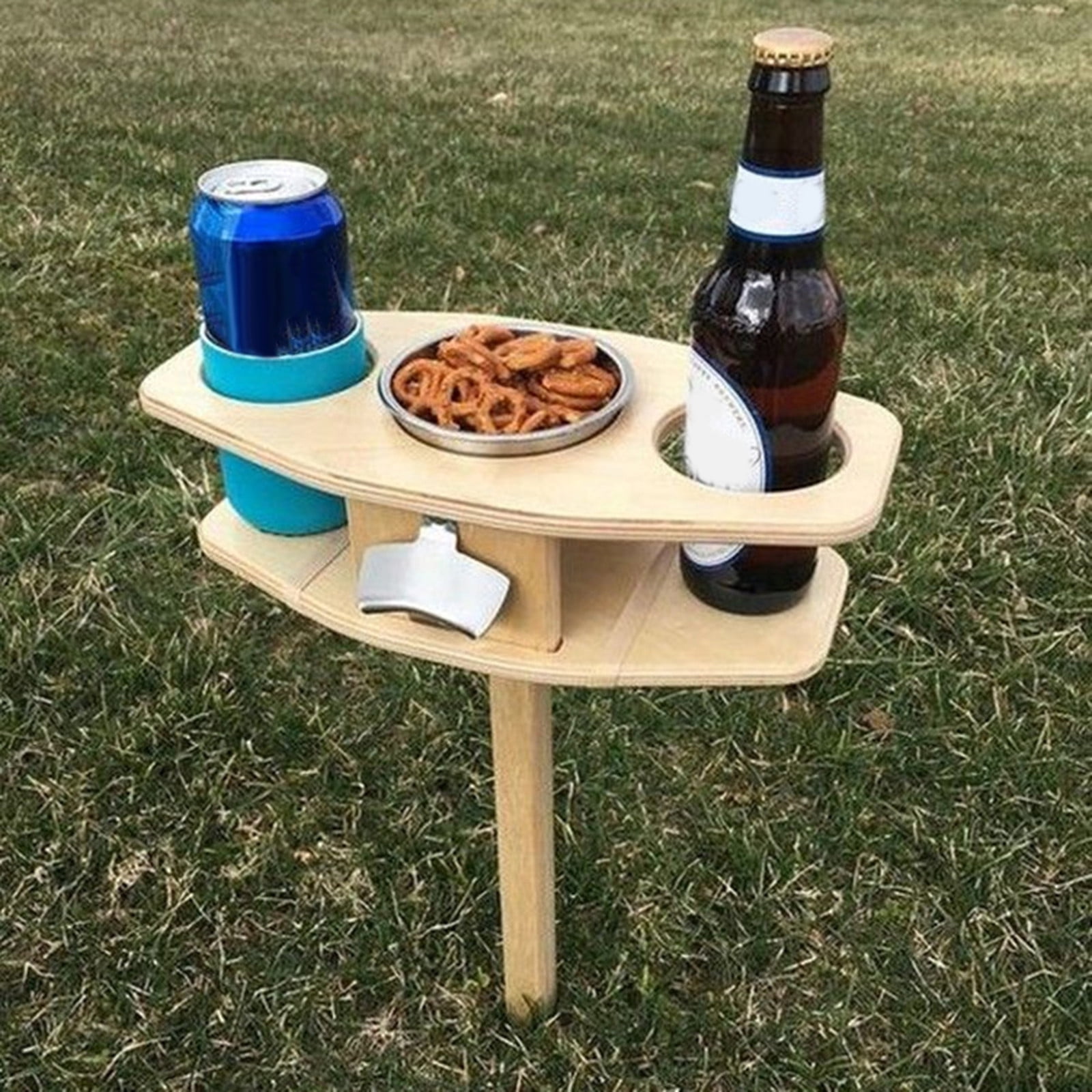 Outdoor Portable Solid Wood Glass Holder, Outdoor Detachable Table