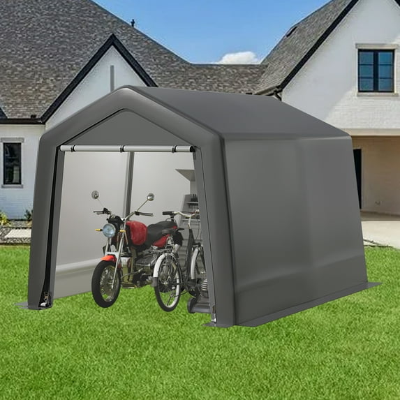 Outdoor Portable Storage Shelter Shed, Portable Shed with Waterproof Cover & Roll-up Zipper Door, Heavy Duty Portable Storage Tents for ATV, Motorcycle, Lawn Mowers, Garden Tools