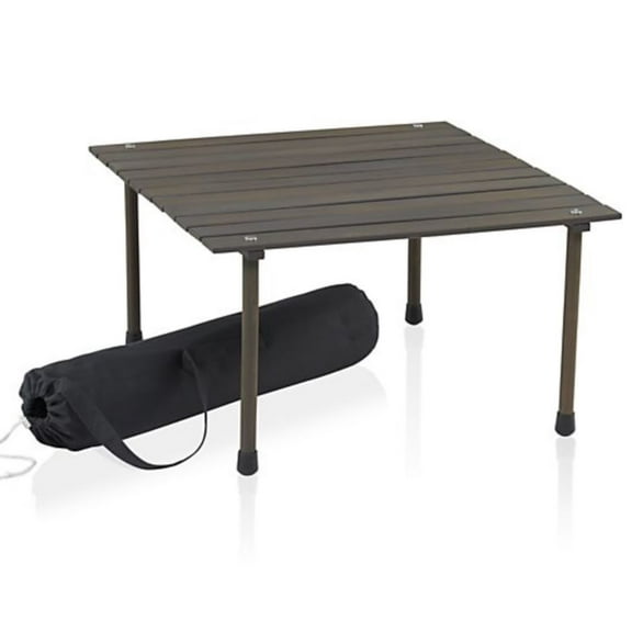 Outdoor Portable Wood Roll Up Table in Espresso Finish