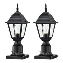 Outdoor Post Light 2 Pack Pole Lantern Black Exterior Porch Fixtures for Patio Entryway with 5.9" Pier Mount