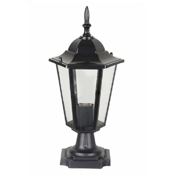 Outdoor Post Light Fixture Traditional Black Metal Garden Lamp Post with Pedestal Mount Weather Resistant for Patio Lawn Driveway 1 Pack