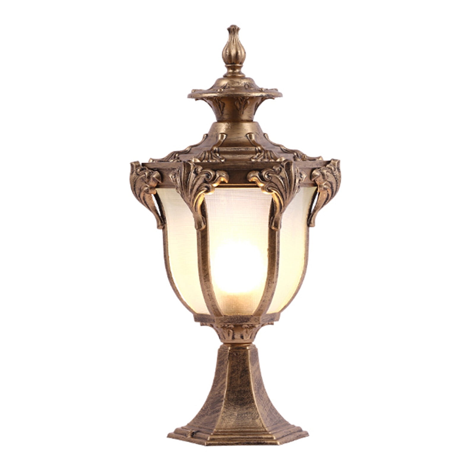 Outdoor Post Light Lamp Fixture Vintage Bronze Lantern Light Fixture with Base, Exterior Lamp Post Lantern Head with Clear Glass for Garden Yard Patio Pathway