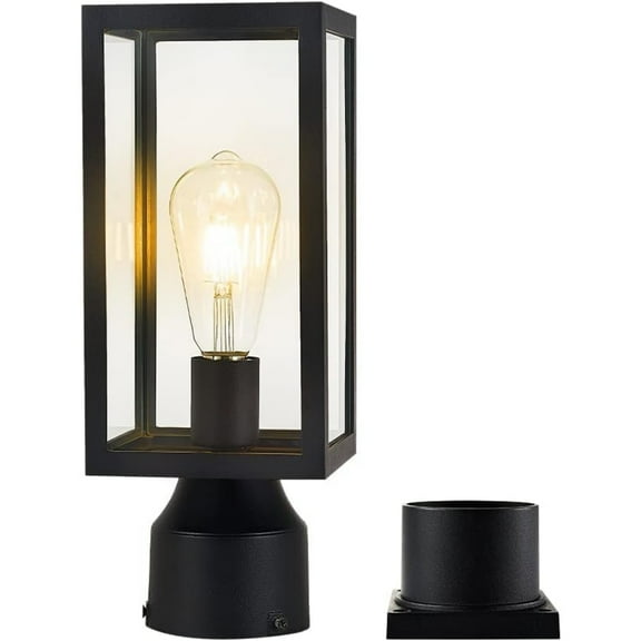 Outdoor Post Light,Lamp Post Light Fixture,Post Lantern with Pier Mount Base,Matte Black,5 inches,Suitable for Gardens,Yards,Balconies or Entrances,etc