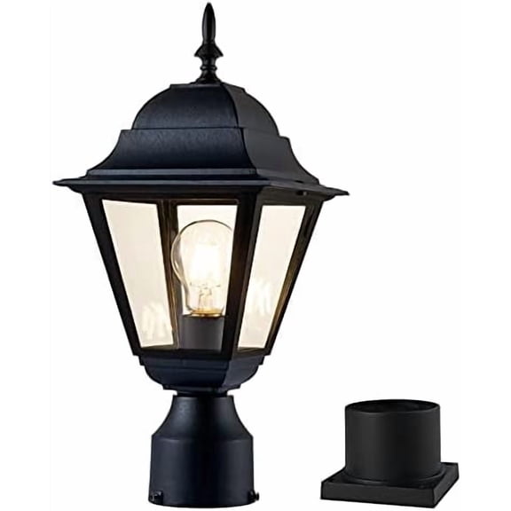 Outdoor Post Light,Waterproof Cast Aluminium Lamp Post Light Fixture,Post Lantern with Pier Mount Base,Matte Black,16.5in,Suitable for Garden,Yard,Driveway,etc$$Tools & Hardware Other