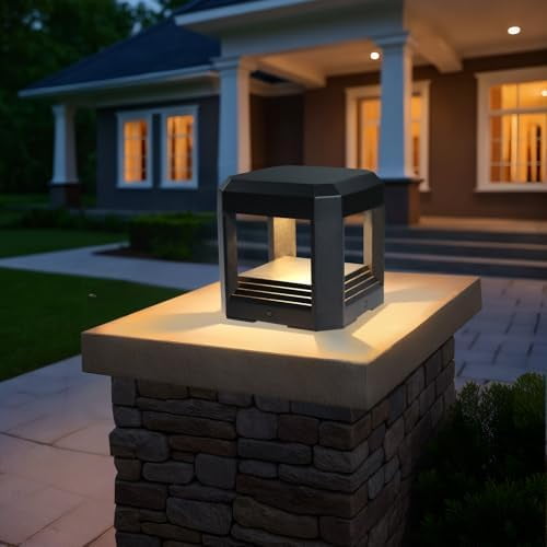 Outdoor Post Lights for Deck, Fence, and Yard - 5.94 Hard Wired 120V Outdoor Column Lights, 13W 3000K LED Pillar Lights Outdoor for Garden Driveway Patio - ETL Listed Modern Exterior Lighting