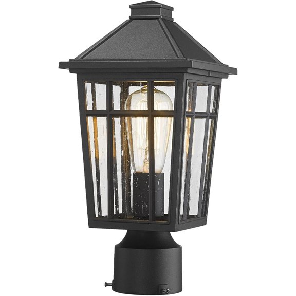 Outdoor Post Lights Lamp Post Light Fixture, Waterproof Aluminum Housing with Glass, Fence Post Deck Lighting for Garden, Patio, Pathway (1 Pack, Black)