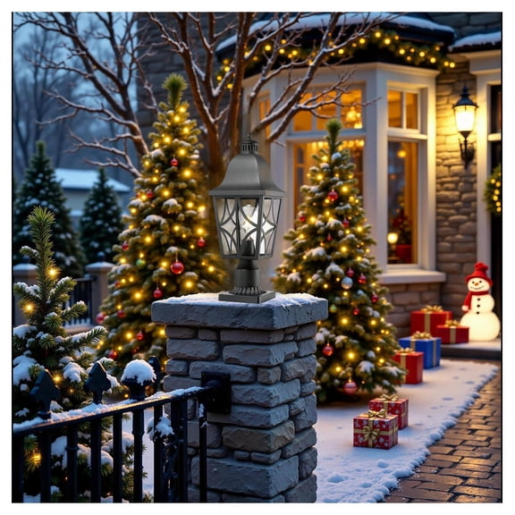 Outdoor Post Lights Lamp Post Light Fixture, Waterproof Aluminum Housing with Glass, Fence Post Deck Lighting for Garden, Patio, Pathway (2 pack) Black + Aluminium