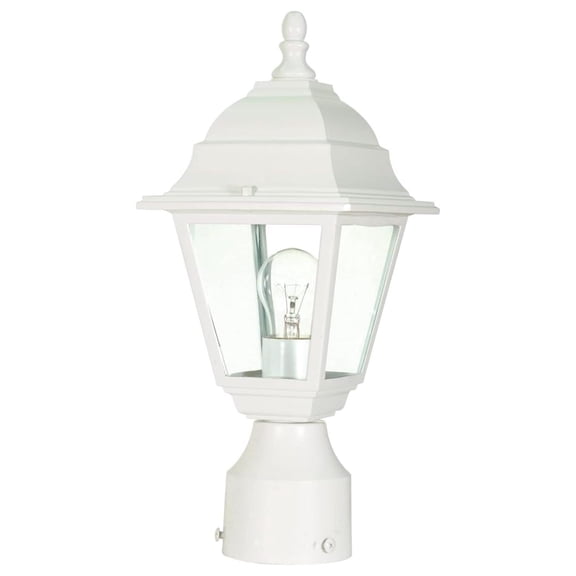 Outdoor Post Lights, Outdoor Lamp Post Light Pole Post Lantern Lamp Post Outdoor Lighting, Clear Glass, White Finish. Voltage: 120, Wattage: 60, Clear Seeded Glass Panels.