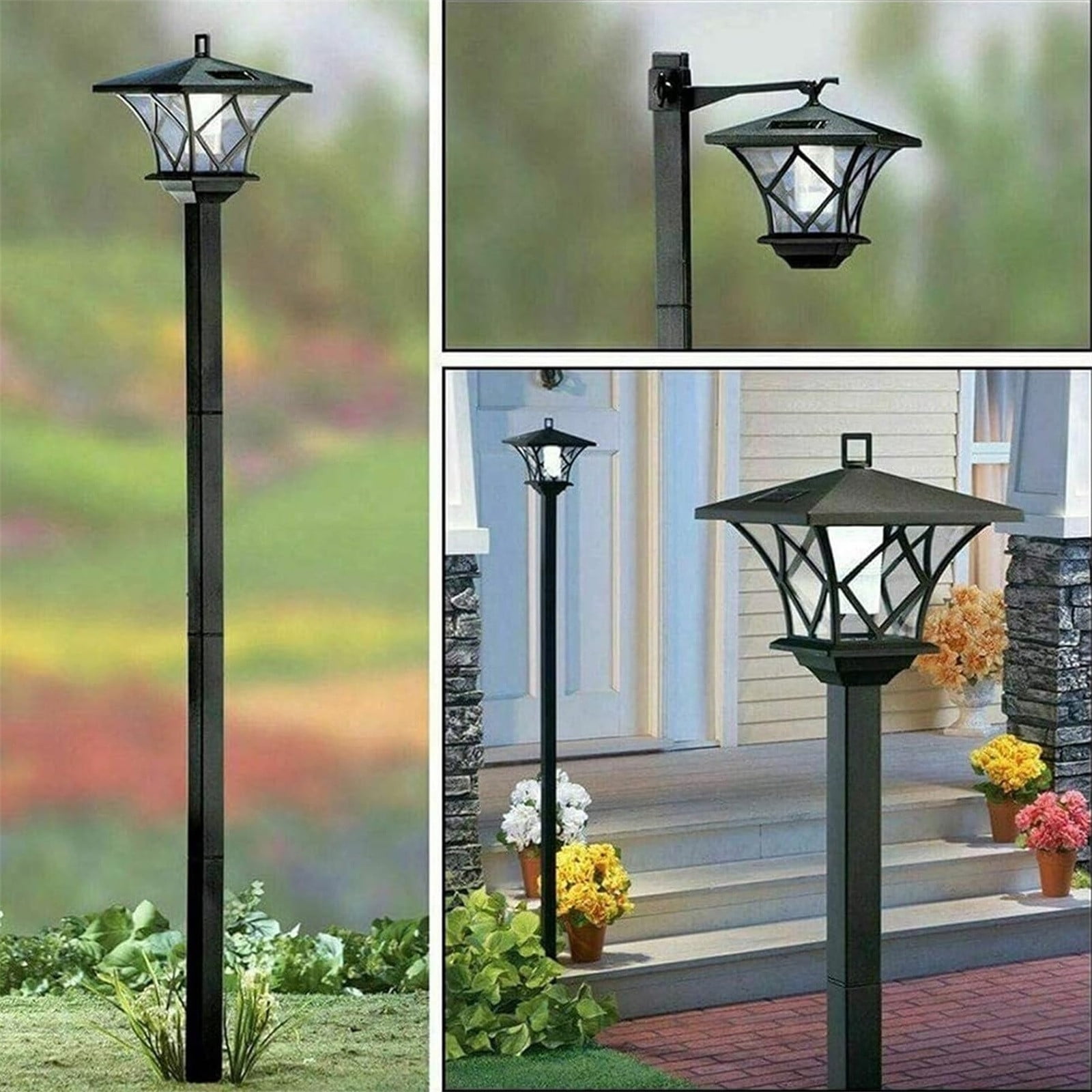 Outdoor Post Lights Solar Led Pillar Lamp Vintage Style Pole Lighting for Garden Patio Pathway Backyard Front Door Weatherproof Auto Dusk To Dawn Sensor
