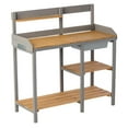 thumbnail image 1 of Outdoor Potting Bench, Wooden Workstation Table With Cabinet For Backyard Garden Tools, 1 of 12