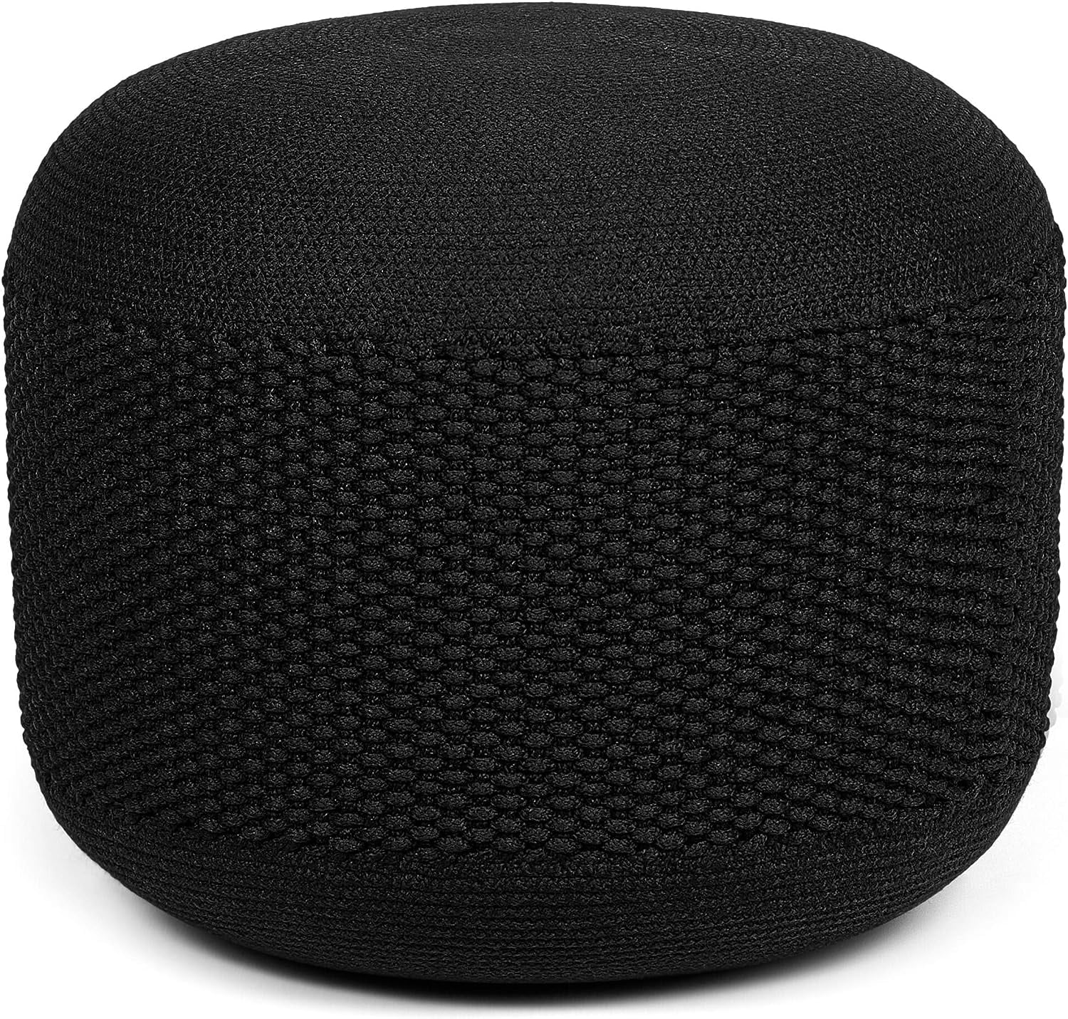 Outdoor Pouf Ottoman - Black - Woven Indoor Or Backyard Patio Use ...