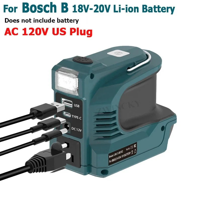 Outdoor Power Bank AC 120-220V 200W Battery Inverter Adapter For  Bos*ch 18V Li-ion Batteries BAT622, BAT609