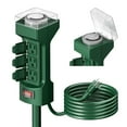 thumbnail image 1 of Outdoor Power Stake Timer, 6 Grounded Outlets Mechanical Timer for Yard&Garden; ETL Certified Yard Power Stake, with 12 ft Outdoor Extension Cord & Weatherproof Safety Cover- Green, 1 of 8