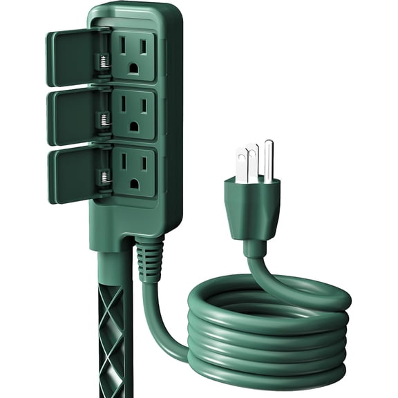 Outdoor Power Stake Waterproof with 6FT Long Extension Cord, 3 Grounded Outlets Yard Power Strip with Protective Covers, Electrical Power Stake with Multiple Plug Socket for Garden Decoration