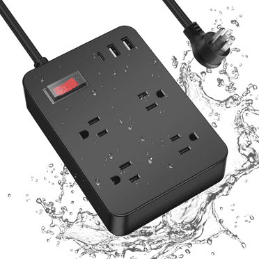 VILONG Outdoor Surge Protector Power Strip Waterproof with 4 Outlets 3 USB Ports, 6ft Extension Cord for Patio Garden Bathroom, ETL Listed