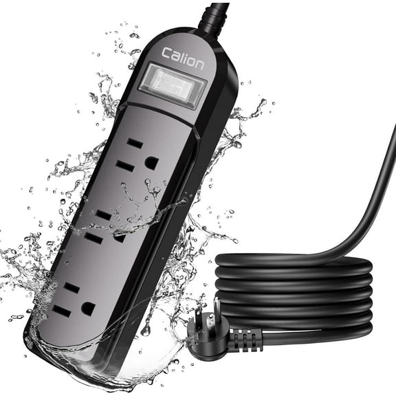 Outdoor Power Strip Weatherproof, IPX6 Waterproof Extension Cord 3 Power Outlets, Overload Protection Shockproof, Waterproof Electrical Power Strip Wall Mountable for Home Outside (6ft, Black)