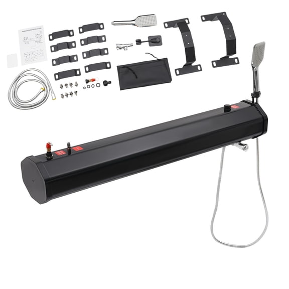 Outdoor Pressurized Water Tank Shower for Camping, Portable Handheld Showerhead with Storage Bag, Roof Rack Shower for Hiking Car Wash Pet Cleaning, Black