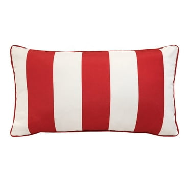Outdoor Decor by Commonwealth Outdoor Printed Stripe Lumbar Pillow 14 x 26 in Red