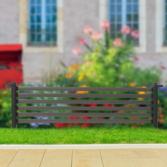 Outdoor Privacy Fence, 43.31x14.17in Coffee Panel, PE and Steel Material, Easy Assembly for Yard and Garden