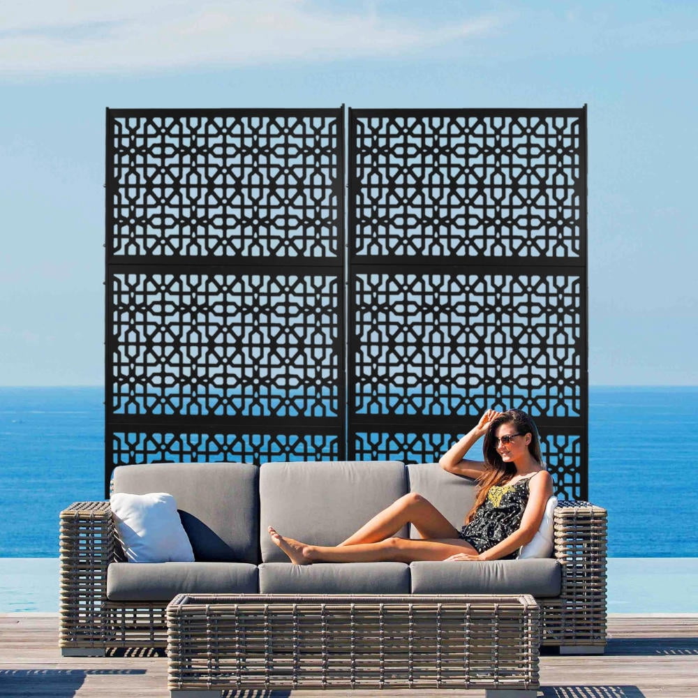 Outdoor Privacy Panel, Outdoor Metal Screen with Stand, Decorative ...