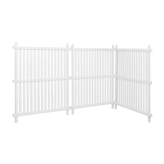 Outdoor Privacy Screen 3 Panel, 36x45in Vinyl Fence, AC Cover, Trash Can Enclosure, Ground Stakes Included, Weather Resistant, White