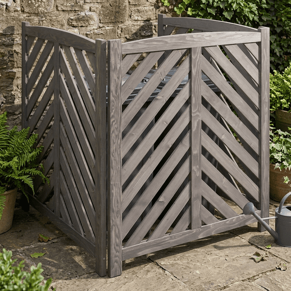 Outdoor Privacy Screen for Air Conditioner, Gray Cedar Wood Fence ...