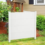 Outdoor Privacy Screen Fence Panels - 48"W Enclosure Vinyl Privacy Fence for Trash Bin, Air Conditioner, 2 Panels, White, Unassembled