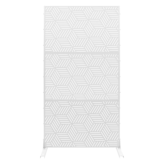 Outdoor Privacy Screen, Metal Decoative Privacy Screen Panel Freestanding, Privacy Fence Panels for Outside Patio Garden Backyard (White, Rhombic,72" H x 36.25" W)