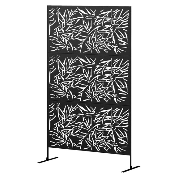 Outdoor Privacy Screen, Metal Garden Trellis Panel, Decorative Fence for Patio - Bamboo Black