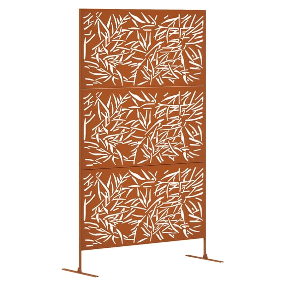 Outdoor Privacy Screen, Metal Garden Trellis with Stand - 48"W x 78"H, Bamboo Brown