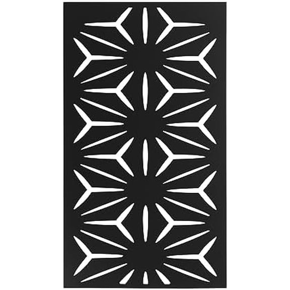 Outdoor Privacy Screen Panels, Decorative Metal Shade Fence with Floral Cut-Out Design Modern Black Screen for Wall Garden $$Garden &