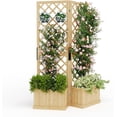 thumbnail image 1 of Outdoor Privacy Screen with Planter Box - 2-Panel Freestanding Garden Fence,41"x10"x65" Tall Outdoor Divider with Drain Holes & Raised Bed for Patio,Deck & Backyard (Natural Wood), 1 of 7