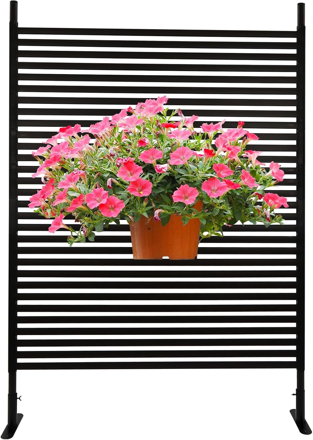 Outdoor Privacy Screens Freestanding, 47" W x 71" H Metal Slatted ...