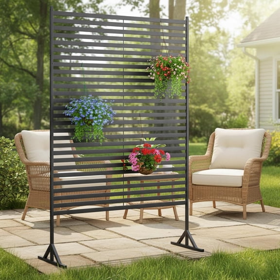 Outdoor Privacy Screens Freestanding, 72" H48" W Metal Privacy Fence Screen for Outside, Rustproof Privacy Panels Privacy Wall, Decorative Fences for Patio, Deck, Lawn Garden, Backyard
