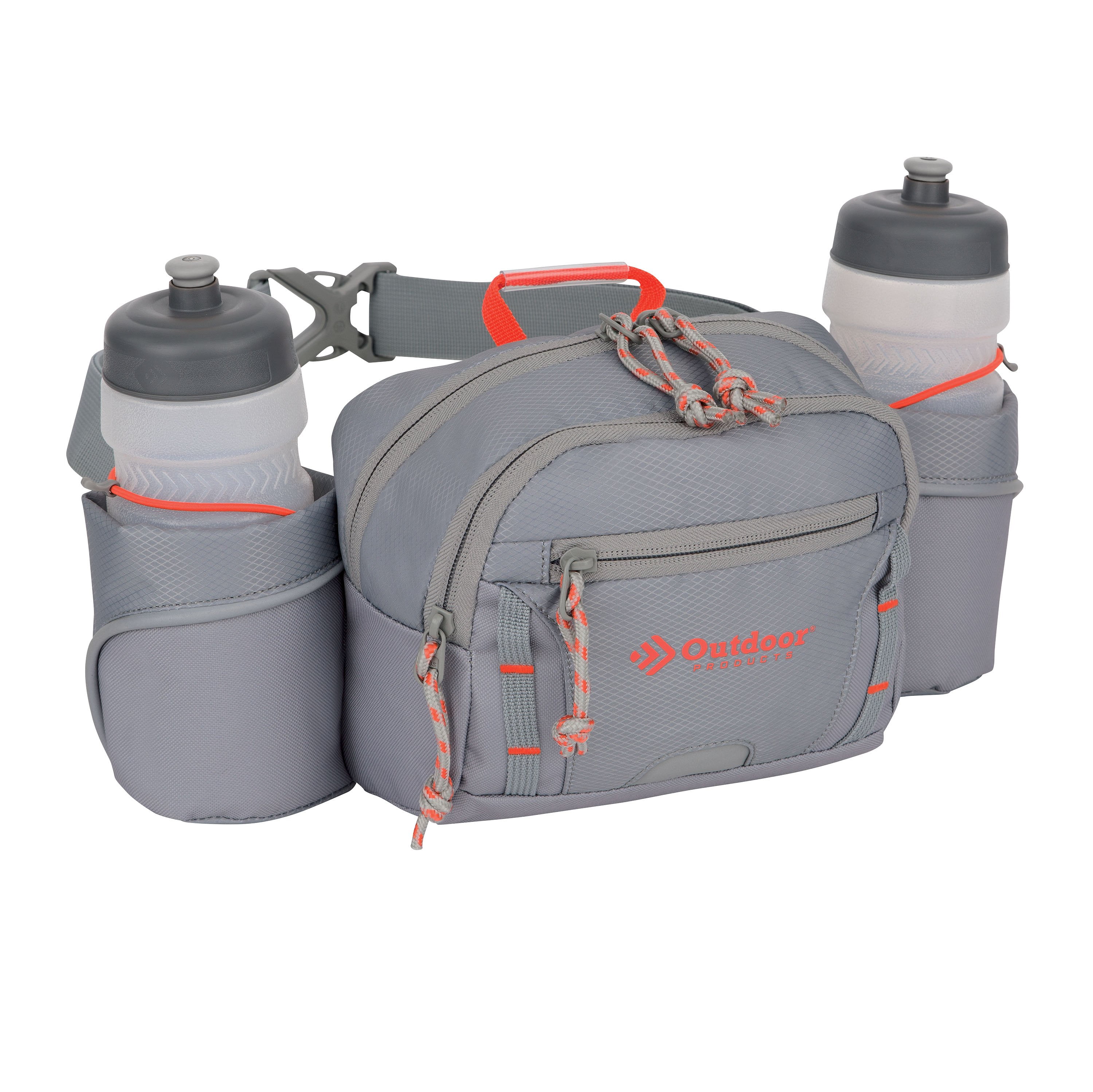 Gray Polyester Outdoor Hydration Waist Pack with Bottles