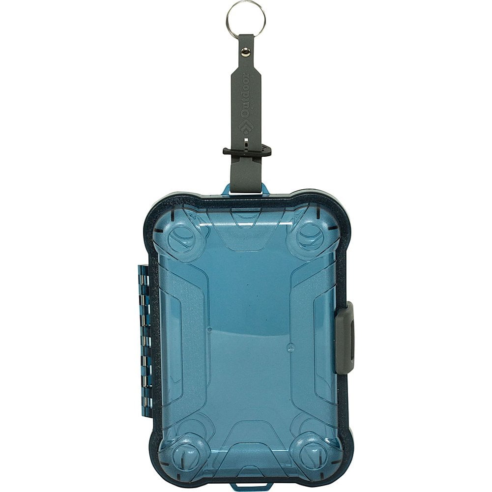 Small Blue Watertight Plastic Case with Rubber Key Clip