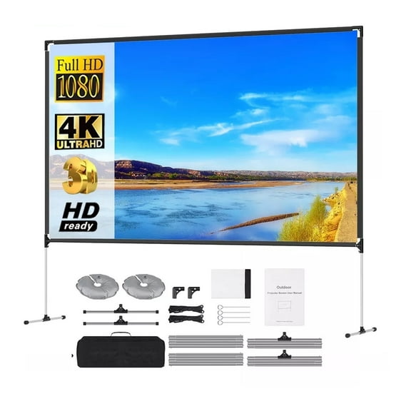 Outdoor Projection Portable Screen With Stand 100 Inch For Projector 16:9 4K Inflatable Movies Curtain With Carrying Bag ,Long Lasting