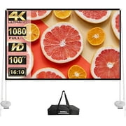 Outdoor Projector Screen with Stand 100 Inch Portable Projection Screen 1610 4K HD Outdoor Movie Screen with Carry Bag for Home Backyard Theater