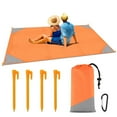 thumbnail image 1 of Outdoor Proof Beach Blanket/Compact Pocket, Amerteer Extra Large 79”x 55” Beach Mat, Big & Compact Sand Free Mat Quick Drying, Lightweight & Durable with 4 Stakes& 1 Carabiner, 1 of 7