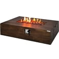 thumbnail image 1 of Outdoor Propane Fire Pit Table - CSA/ETL Certified Safe 50,000 Pulse Ignition Weatherproof Square Propane Gas Fire Table - Adjustable Flame, Thermocouple - PVC Cover, Lava Rock - SereneLife SLCNX76, 1 of 8