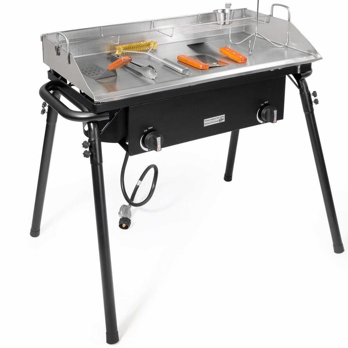 VANSTON 2-Burner Propane Camping Stove, 20,000 Total BTUs Portable Gas  Camping Grill, Stovetop with Adjustable Burners, Wind Guards, Heavy-Duty  Latch