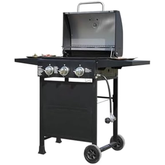 Outdoor Propane Grill 3 Burner gas grill, Outside Grill 30,000 Btu Gas bbq grill Built-In Accurate Thermometer. Asadores de gas for PatioGarden Barbeque With Foldable side table.$$Garden & Patio