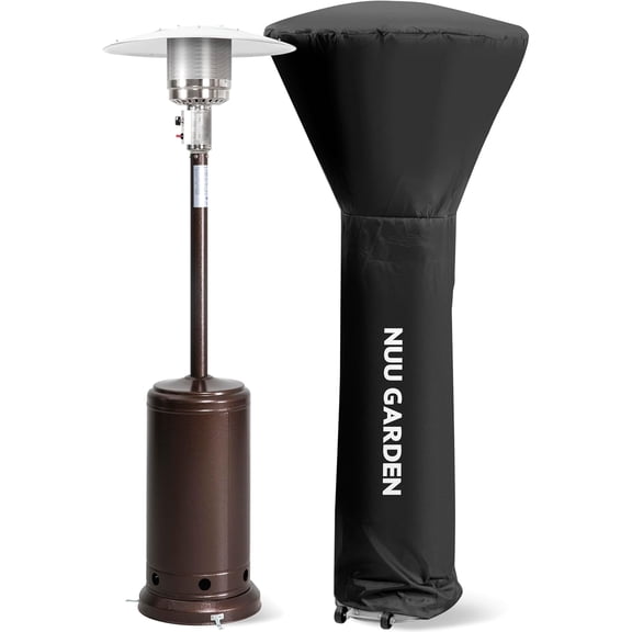 Outdoor Propane Patio Heater, 46,000 BTU Gas Outdoor Heater with Detachable Wheels, Portable Heater with Waterproof Cover for Garden, Terrace, Backyard, Porch, Bronze