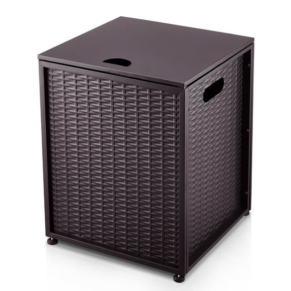 Outdoor Propane Tank Cover - 20 lbs Tank Side Table with Storage, Dual Function for Gas Fire Pit, Grill, Griddle & Stoves