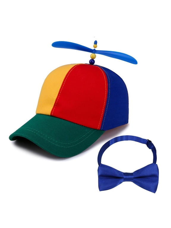Outdoor Propeller Baseball Caps+Bow Tie Set Christmas Performances Hat Hiphop Cycling Duckbill Caps for Boy Kids Unisex